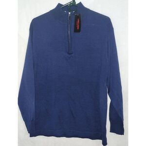 NWT LINEA UOMO Sz M WooL Acrylic Pullover Sweater 1/4 Zip Blue